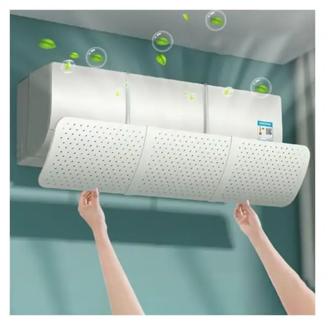 Deflector aer conditionat universal, aparator de curent reglabil, previne suflarea directa, material PP, nu afecteaza semnalul telecomenzii, instalare usoara fara scule, Alb