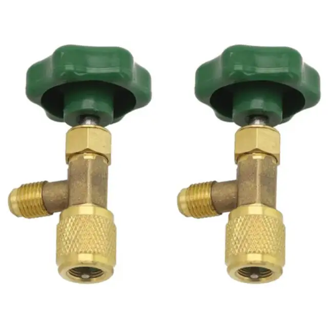 Set 2 bucati, Supapa/adaptor robinet CT341 pentru aer conditionat, filet 7/16-28 UNF, dimensiuni 7x4 cm, verde/auriu
