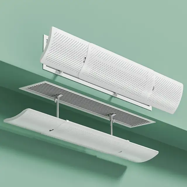 Deflector aer conditionat retractabil reglabil 49x16cm-86x16cm, negru