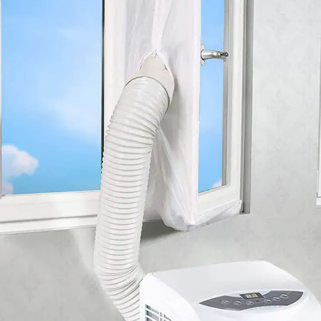 Banda elastica de etansare pentru aparate de aer conditionat portabile Uwot, 300 cm × 38 cm, cu banda Velcro, prevazuta cu doua fermoare, destinata etansarii ferestrelor, potrivita pentru aparate de aer conditionat