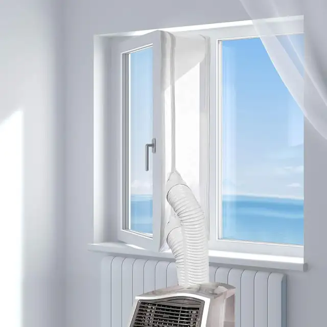 Etansare geam pentru aer conditionat mobil, alb, 4m, fermoar rezistent