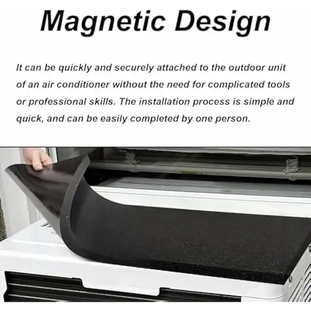 Set 2 perne magnetice spuma pentru aer conditionat fereastra, 61x43x1.9cm, negru