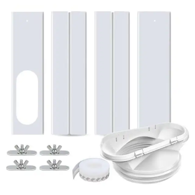Kit reglabil pentru evacuare aer conditionat portabil, 19.8x8.6x7 cm, alb, set 4 piese