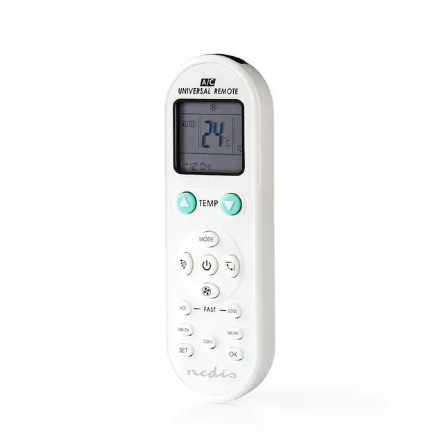 Telecomanda universala pentru aparate de aer conditionat Nedis, programabila, LCD, transmisie infrarosu, baterie, alba, 1000 aparate compatibile