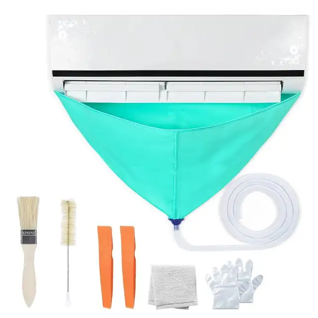 Set husa protectie pentru curatare aer conditionat WALALLA, universal, cu 7 accesorii, 2m furtun, verde