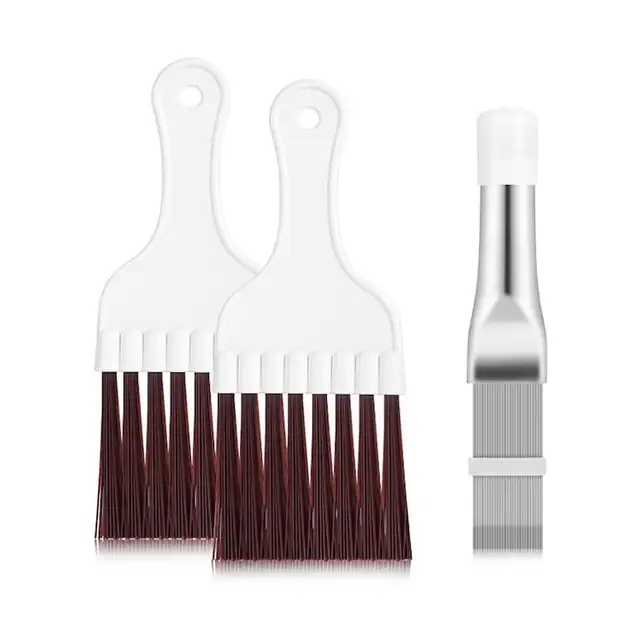 Set 3 in 1 pentru Curatare Aparat de Climatizare, Perie si Pieptene din Otel Inoxidabil, Alb, 140x25mm