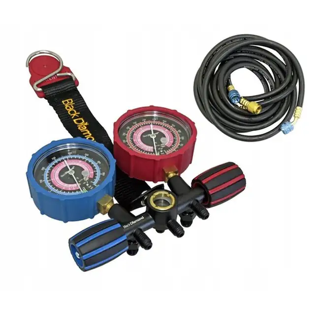 Set Manometru Aer Conditionat Black Diamond 27456 - Profesional, 3 Furtunuri, R32/R410A/R407C