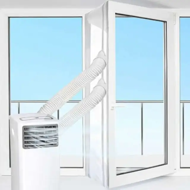 Set etansare fara gaurire pentru aer conditionat BGHYHYHI, alb, rezistent la apa, cu fermoar, set