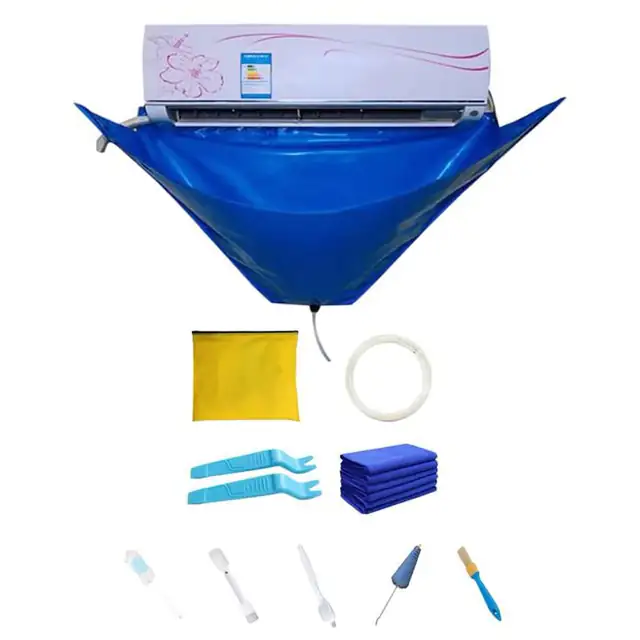Kit de curatare a bobinei de aer, 9 buc. Kit capac pentru curatarea aerului conditionat, set de spalare, geanta pentru serviciul de spalare a aerului conditionat montat pe perete
