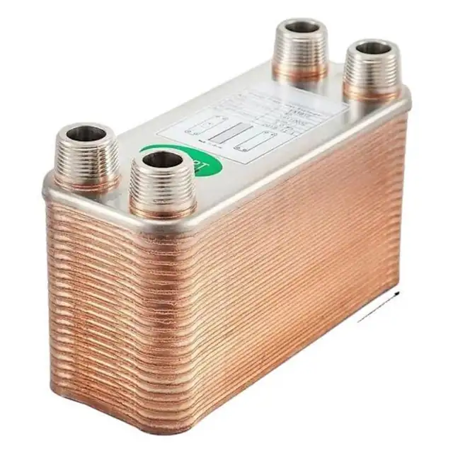 Schimbator de caldura, Inox, 40 de placi, Eficienta termica inalta, Design compact, Argintiu/Maro