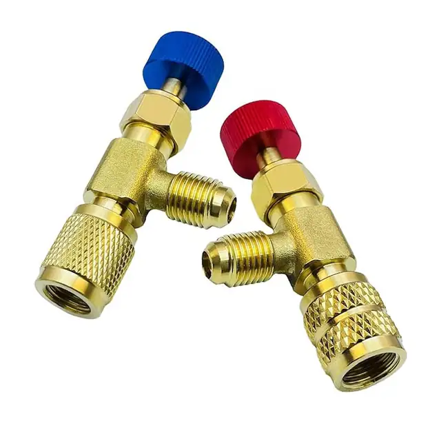 Set 2 supape aparate aer conditionat pentru incarcare refrigerant, Rqiurpn, R410/12mm, R22/11mm, multicolor