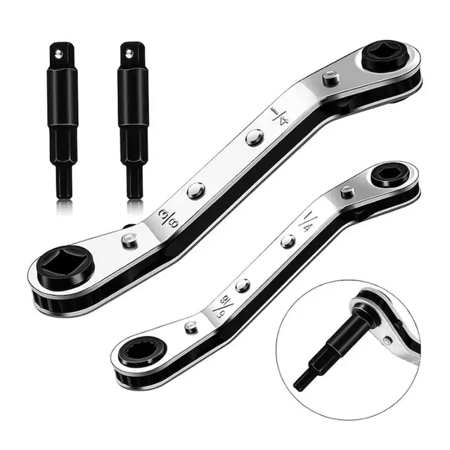 Set unelte HVAC, Yakumuz, cheie pneumatica 3/16" la 3/8" si 5/16" x 1/4", 2 adaptoare hexagonale, accesorii pentru repararea echipamentelor de climatizare