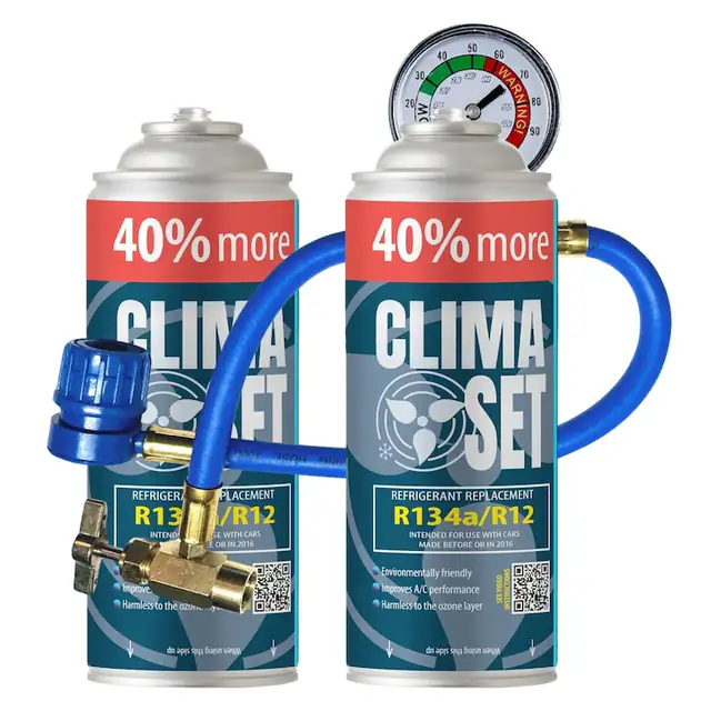 Set ClimaSet R134a 235g cu furtun si manometru pentru umplerea aerului conditionat auto