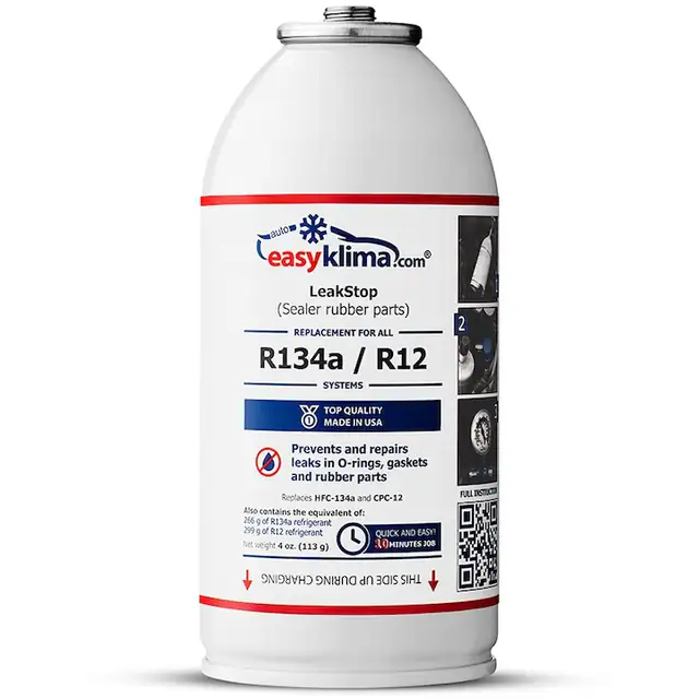 Etansant pentru piese de cauciuc EasyKlima LeakStop R134a pentru aer conditionat auto, material de etansare pentru piese de cauciuc, auto-reparare a sistemului de aer conditionat, pentru masini din 1995-2016