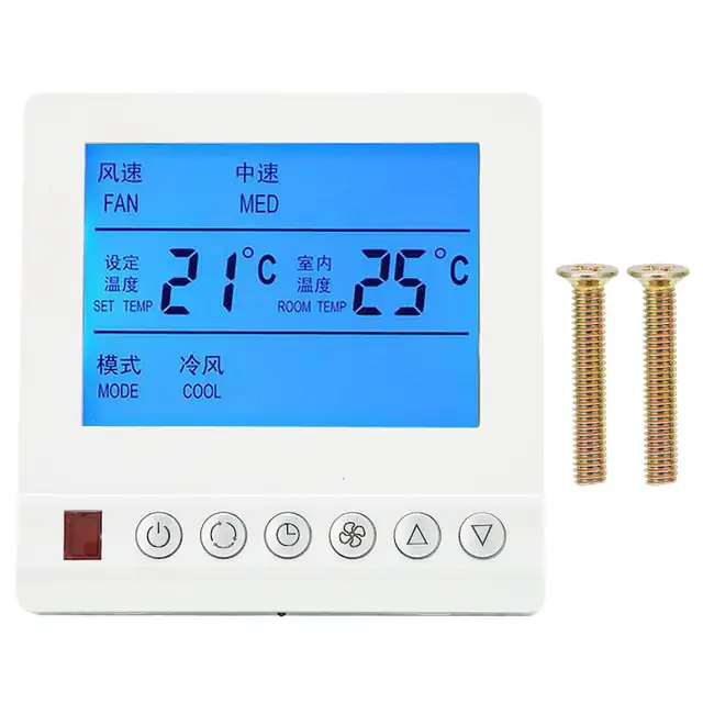 Termostat inteligent, Mmgoqqt, pentru aer conditionat, 5-35°C, display LCD mare, material PC si ABS, pentru interior