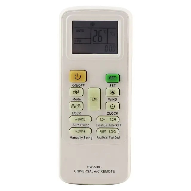 Telecomanda universala pentru aer conditionat, ecran LCD, 13.5x5.5x1.6cm, alb