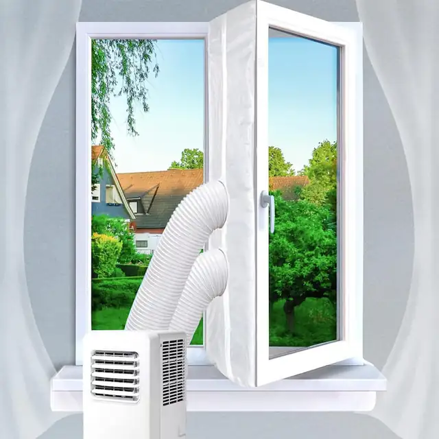 Kit etansare fereastra pentru aparate de aer conditionat, Uscatoare de rufe, 400cm, negru