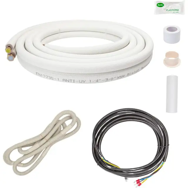 Tevi de cupru Tcllka 1/4" si 3/8", 2 x 5 m, izolate, kit de aer conditionat