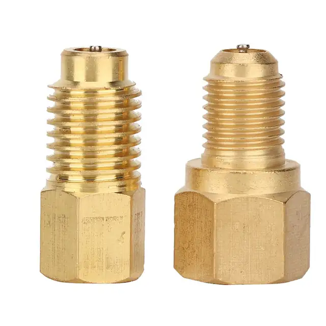 Set 2 adaptoare 1/4SAE-1/2ACME pentru aer conditionat R134A, alama, rezistente
