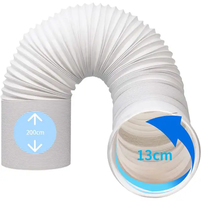 Furtun de evacuare pentru aer conditionat portabil, PVC, diametru 13 cm, lungime 200 cm, flexibil, alb