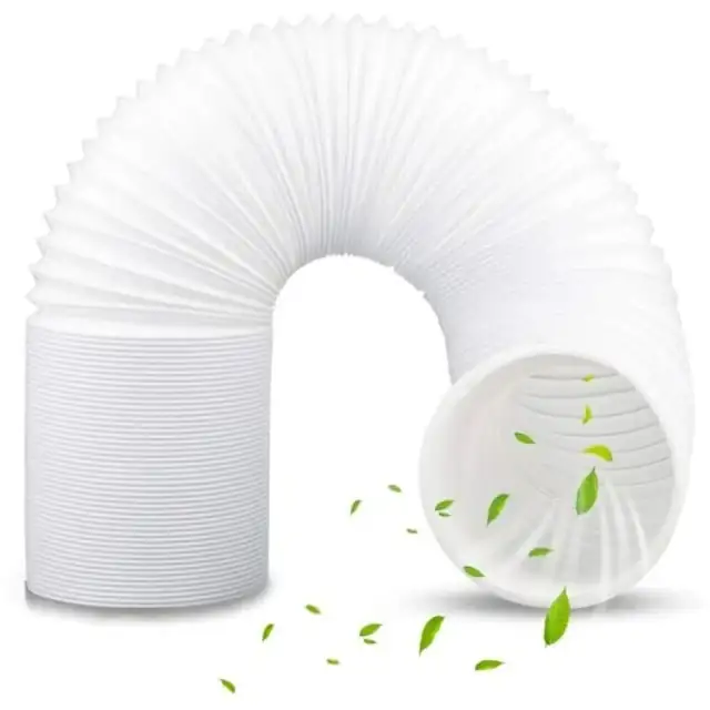 Furtun de ventilatie pentru aer conditionat portabil, AMRINUGL, lungime ajustabila 1.5m, polipropilena flexibila, alb