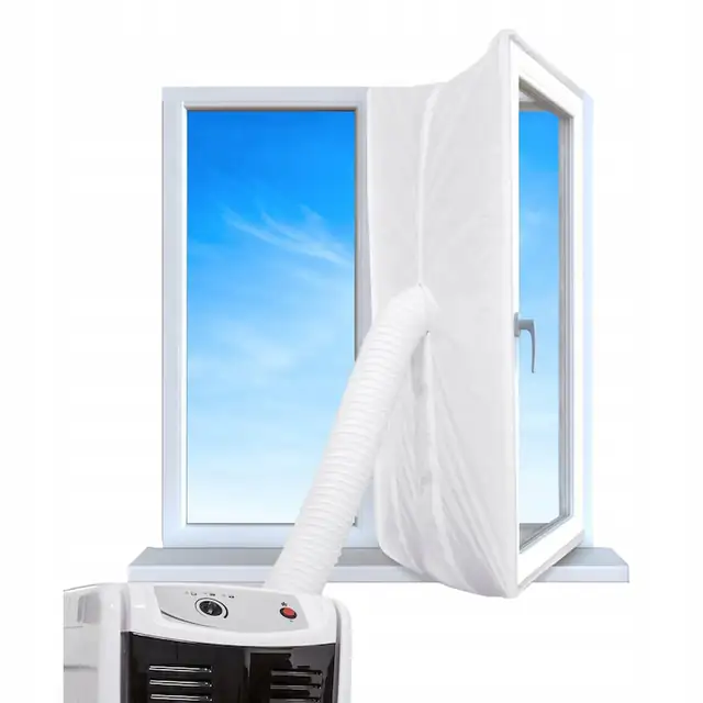 Set de protectie solara pentru teava de evacuare aer conditionat, cu element de etansare ferestre 4 m, Alb