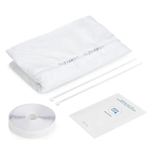 Garnitura de fereastra pentru aer conditionat mobil Portabil/Uscatoare de rufe, cu Fermoar, 300 cm, Alb, Oxford 210D