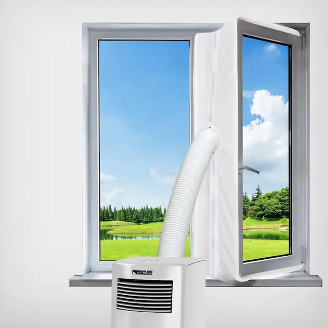 Kit de etansare pentru ferestre de aer conditionat portabil, scut termic, protectie pentru schimbul de aer cu fermoar, 118 inch