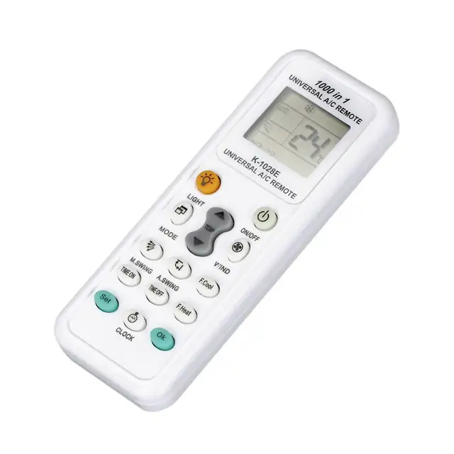 Telecomanda pentru aer conditionat, ABS, Universal, Distanta 8 m, 5 x 13.5 cm, Alb
