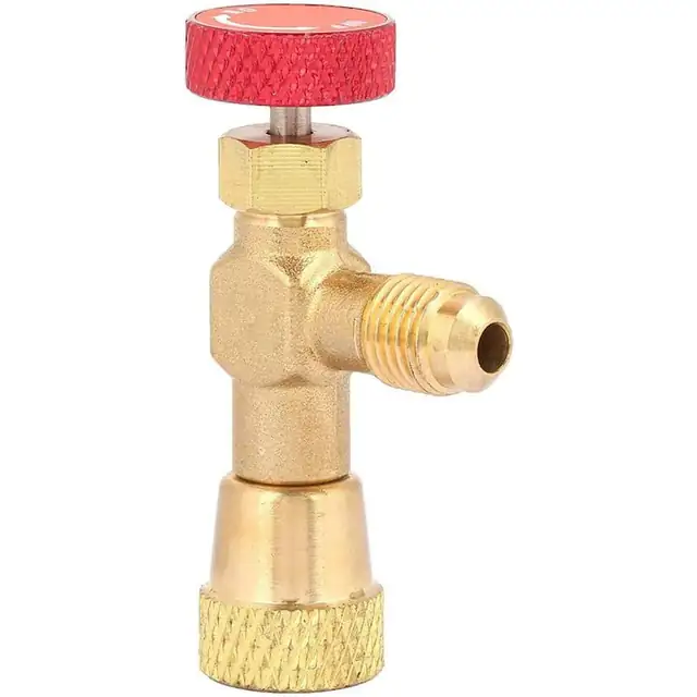 Adaptor supapa de control, alama, 1/4'' - 5/16'' pentru refrigerant R410A, auriu/rosu
