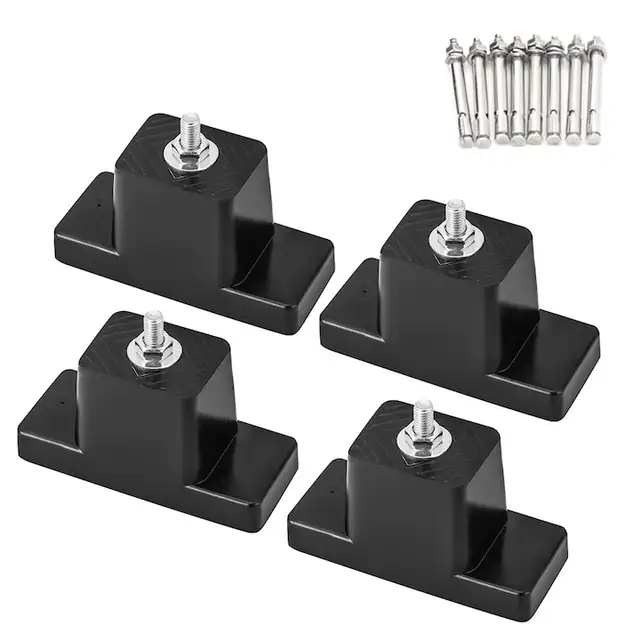 Set 4 tampoane anti-vibratie pentru unitate exterioara aer conditionat, Rezistent la socuri si la uzura, Anti-alunecare, Usor de instalat, cauciuc, 11x4.5x5.5cm, negru