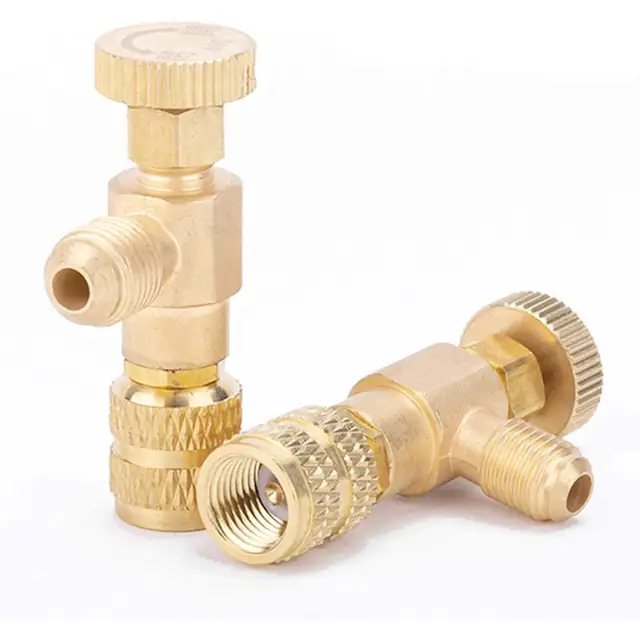 Set 2 supape de siguranta pentru aer conditionat, cupru/aluminiu, 1/4 "- 5/16", auriu
