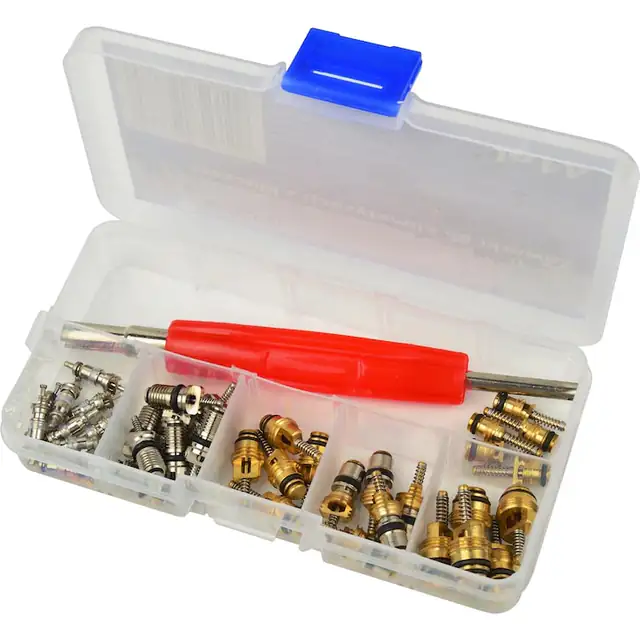 Set Supape Pentru Aer Conditionat Cu Cheie, Magma, Cupru, Tip Sistem: Aer Conditionat R134A Si Alte Solutii Auto Populare, Serviciu Pentru Sisteme De Aer Conditionat, Inlocuirea Supapelor In Vehicule Personale Si Comerciale, 41 De Piese