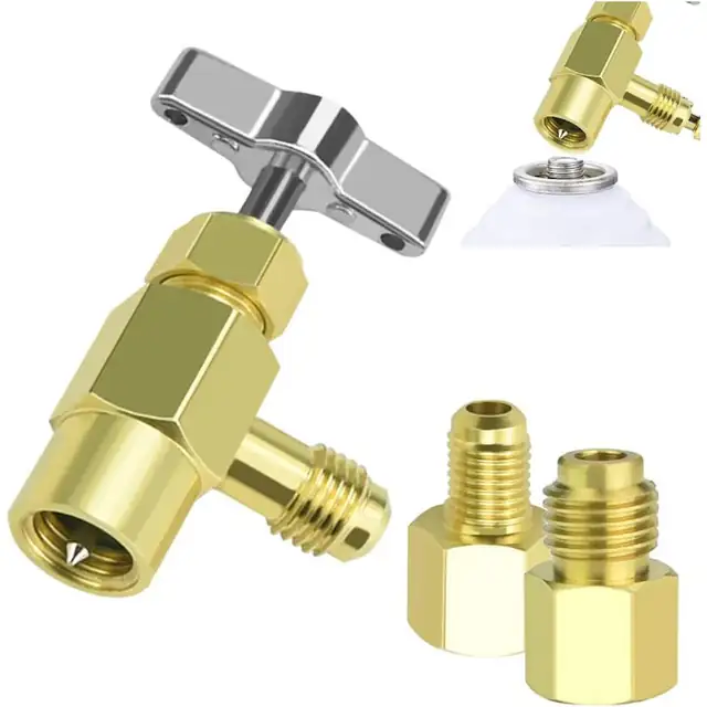 Instrument de Distribuire a Agentului de Racire Adaptor, PsAyl®, 2 tipuri de conectori, 1/4 si 1/2, pentru Doze Capac pentru R134A cu Supapa