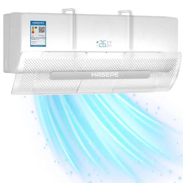 Deflector AER CONDITIONAT HASEPE, protectie AC reglabil 53–95 cm, PARAVAN transparent universal, montaj RAPID fara GAURIRE, accesoriu aparat pentru PROTECTIE la CURENT de AER, design MODERN cu REGLAJ flexibil, TRANSPARENT