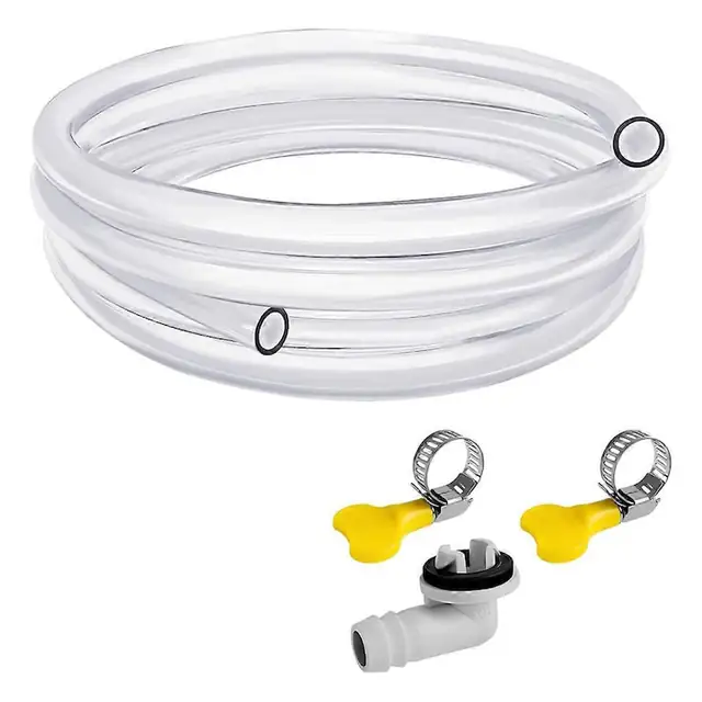 Kit furtun de drenaj pentru aer conditionat 10ft, 1 furtun, 1 conector, 2 cleme, plastic, pentru unitati de aer conditionat de fereastra