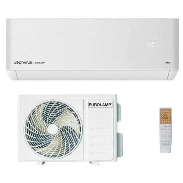 Aer conditionat Eurolamp Zephyrus Pro, 12000 BTU, Clasa A+++, Inverter, Auto-curatare in 4 pasi, incalzire la -25°C, Anti-mucegai, WiFi, alb