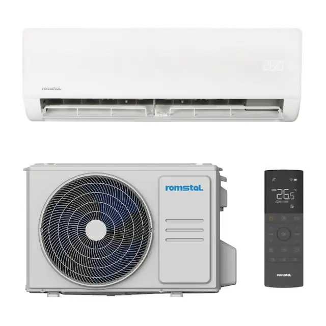 Aer conditionat, Romstal EcoVent 1000, alb mat, monosplit, inverter,12000 BTU, R32, -25C, clasa A+++/A++, Wi-Fi, fara kit