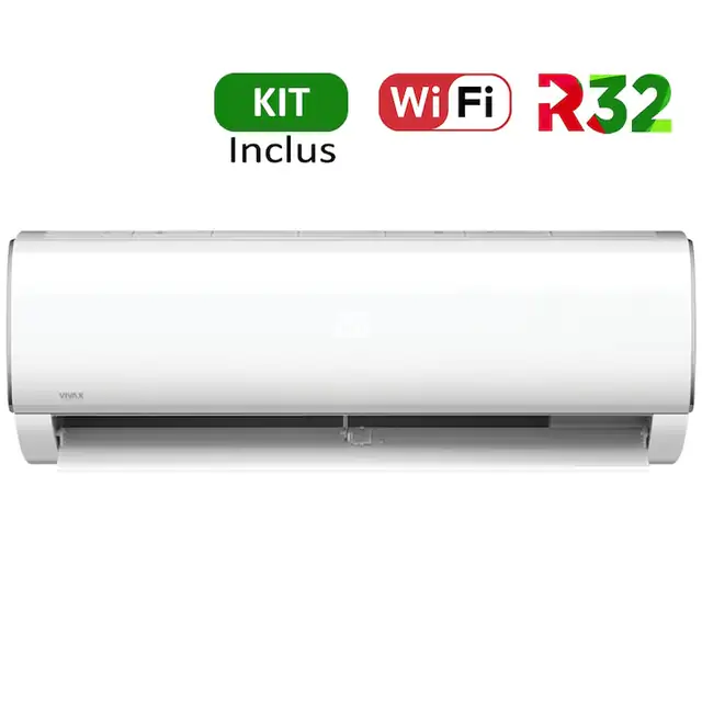 Aer conditionat Vivax ACP-09CH25AEMI M-Design R32, Wi-Fi, Kit de instalare inclus, Inverter, 9000 BTU/h, Clasa A++, ecran LCD, Pornire silentioasa, Sleep mode, Turbo mode, Timer, Protectie Anti-Inghet, Autocuratare
