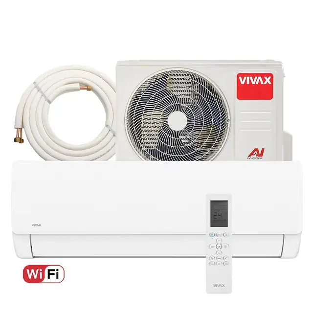 Aer conditionat Vivax ACP‐18CH50AEMI M-Design R32, Wi-Fi, Kit de instalare inclus, Inverter, 18000 BTU/h, Clasa A++, ecran LCD, Pornire silentioasa, Sleep mode, Turbo mode, Timer, Protectie Anti-Inghet, Autocuratare