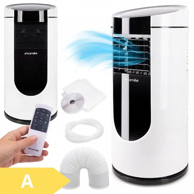 Aer Conditionat Portabil Kamille 3 in 1, 9000BTU, 2.6kW, Aparat de Aer Conditionat Portabil, Climatizator portabil 3 Functii Racire Dezumidificare Ventilatie, Pentru 30 mp, Telecomanda, Panou tactil KM-6922