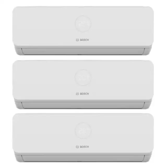 Aparat de aer conditionat multisplit pentru 3 incaperi, Bosch Climate 3200i BOSCH Climate 3200i, 9000/9000/12000 BTU, A++/A+, Inverter, Unitate externa 27000 BTU, Afisaj, alb