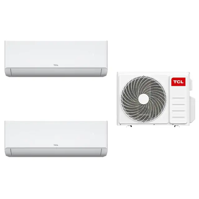 Aparat de aer conditionat multisplit TCL cu doua unitati interne FMA 9000 BTU si 12000 BTU, alb