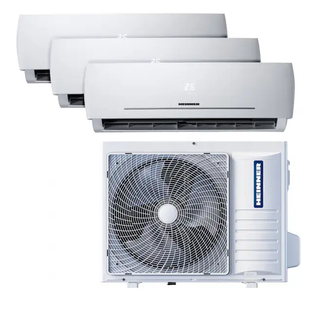 Aparat de aer condiționat Multi Split Heinner HACMS-HS249912WH++, 24000 BTU (2 x 9000 BTU + 1 x 12000 BTU), Clasa A++/A+, Alb