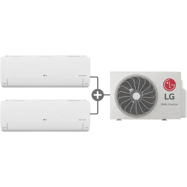 Aparat de aer conditionat LG Multi-Split - 14000 BTU, 2x 9000 BTU, Wi-Fi, A+/A++, Heat Pump, Smart inverter, RM2U15.U18/RMN09.NSJ, Alb