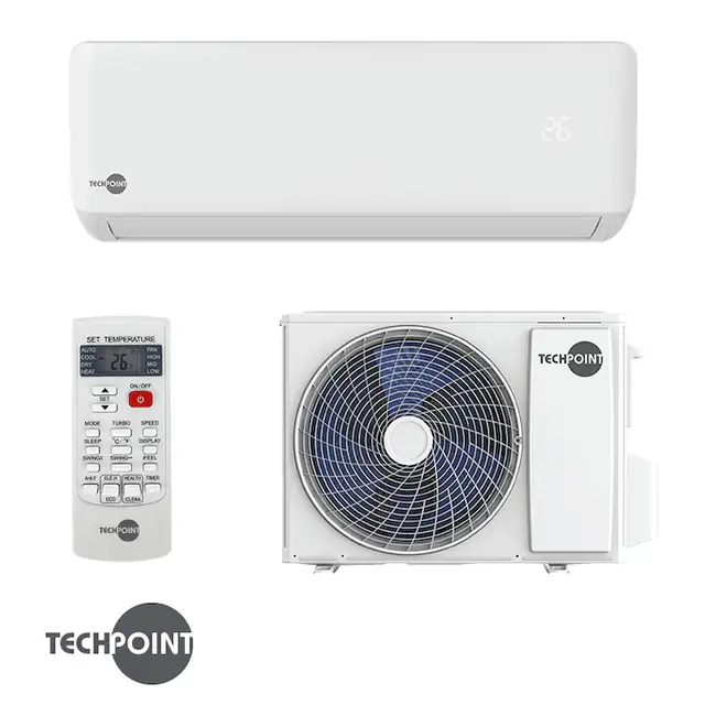 Aparat de aer conditionat cu invertor TechPoint TCP H09 MAXCOOL, 9000 BTU, 17 m², A++, R-32, Alb