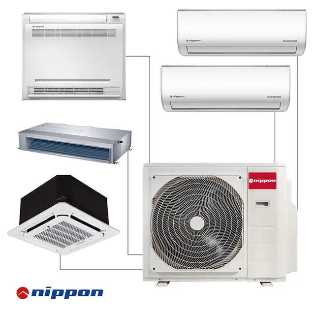 Unitate exterioara pentru sistem multi-split Nippon N50D-42HFN8-Q, 42000 BTU, 80 m², A++/A, R-32, Alb
