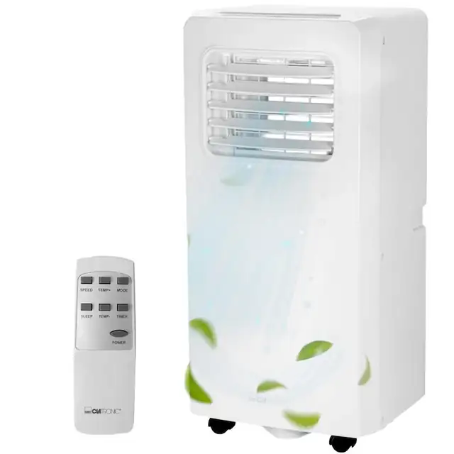 Aparat de aer conditionat portabil 3in1 Clatronic, clasa A, 7000 BTU, potrivit pentru incaperi de pana la 28 m², racire/dezumidificare/ventilatie, 2 viteze functie ventilatie, sistem de reciclare apa, clapete de aer reglabile, timer 24 h, display LED, alb