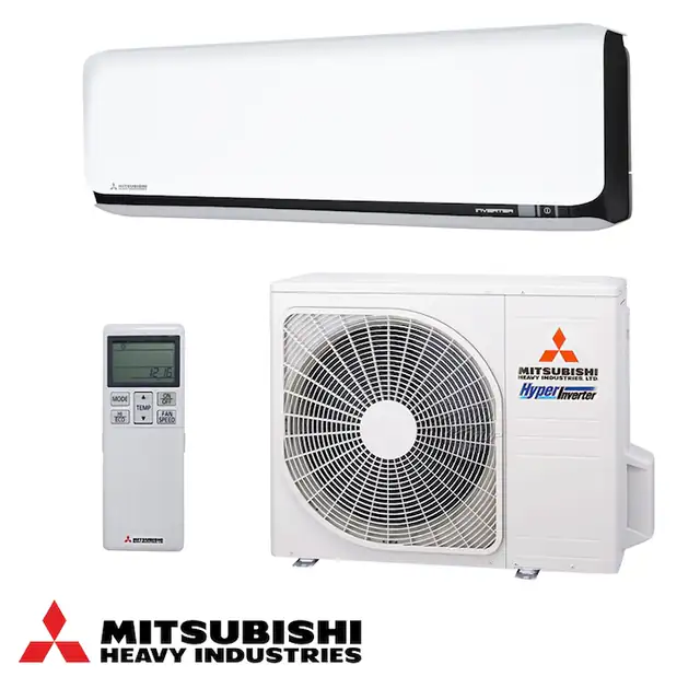 Aparat de aer conditionat cu invertor Mitsubishi Heavy Industries SRK25ZSX-WFB + SRC25ZSX-W, 9000 BTU, 20 m², Wi-Fi, R-32, Alb/Negru