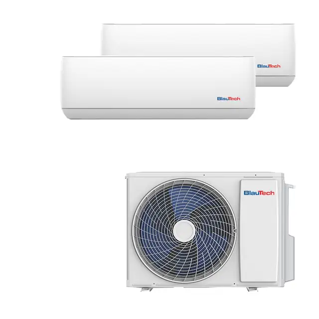 Aparat de aer conditionat multisplit BlauTech, 21000 BTU, 2 incaperi, 2 x 12000 BTU, inverter, A+ racire, A++ incalzire